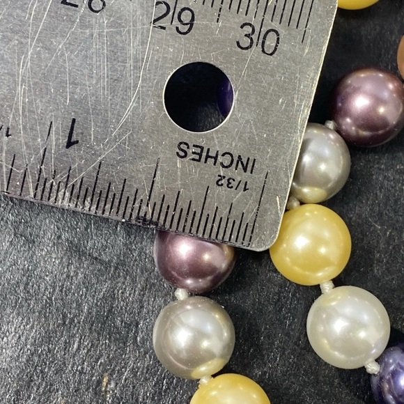 KJL Multicolor Faux Pearl Necklace Knotted 44" L  Kenneth Jay Lane 10mm Beads - Picture 12 of 15